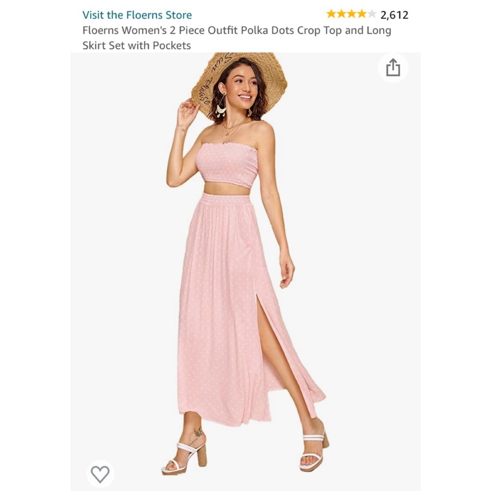 Floerns 2 Piece Outfit Polka Dots Top/ Skirt Set
